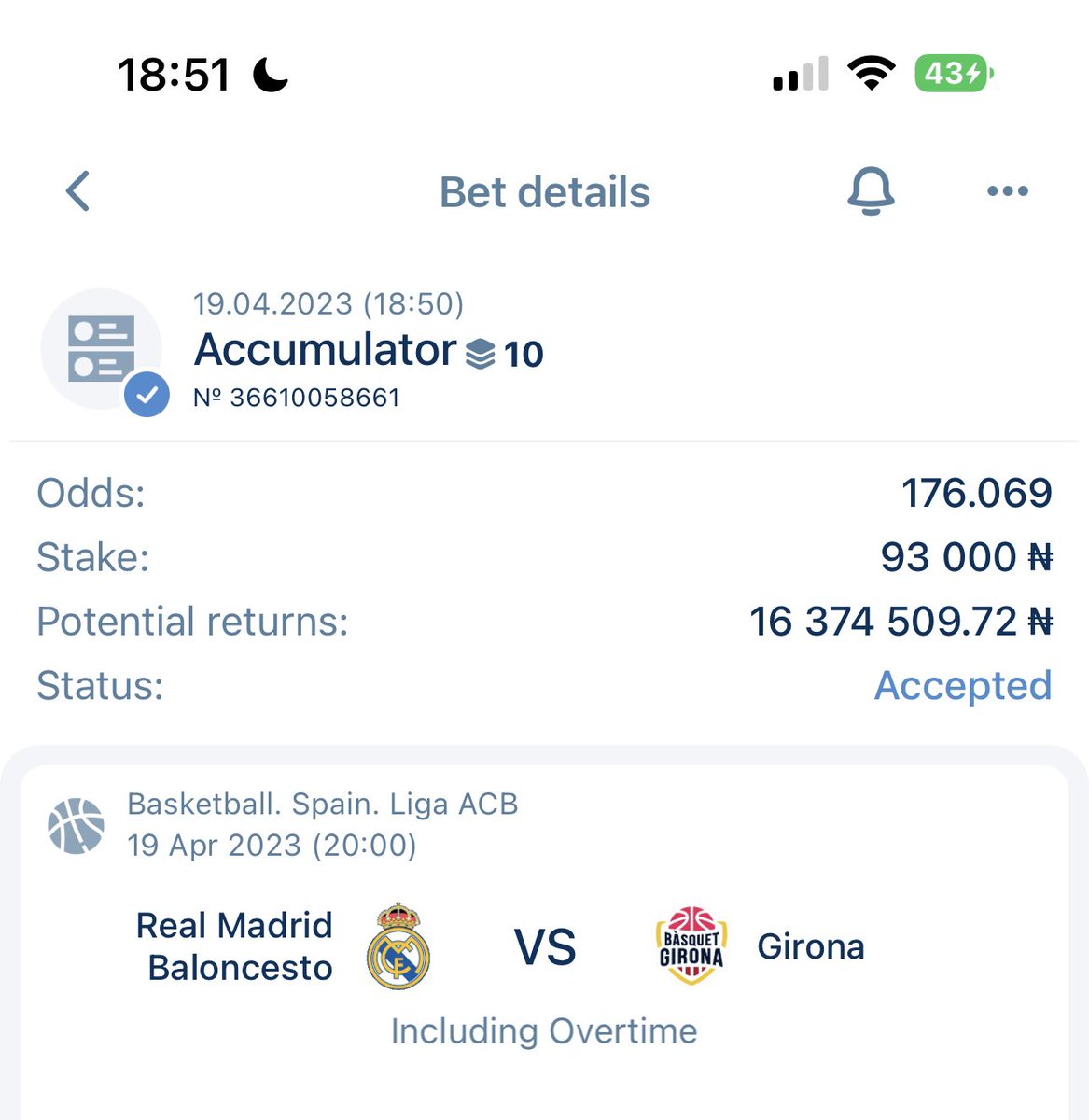 TalentedFBG's tweet photo. 90k win 16 million 

500 and 200 odds 
🏀🏀
REGISTER ON 1XBET HERE👇🏾

https://t.co/bgVLoCZkKh

Use Promo Code 👉🏽 TALENTED when registering to get a $300 bonus to play and withdraw 💰 https://t.co/WxNIsjXXHG