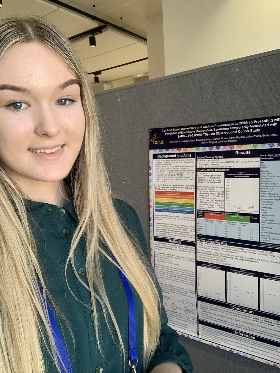 ChloeMilton8's tweet image. Had a wonderful day at the King’s John Price Paediatric Respiratory conference @LondonPaedResp presenting my poster Cytokine storm biomarkers and clinical presentation in children with PIMS-TS #paedresp2023 #paedsrocks