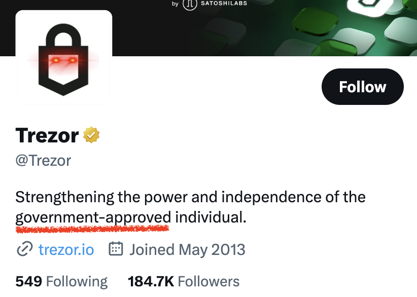 I fixed Trezor's Twitter profile.