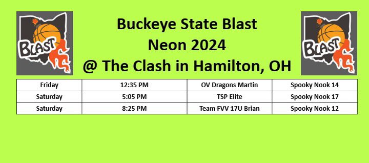 Excited for The Clash this weekend! Here’s our schedule!
<a href="/The_Blast_AAU/">Buckeye State Blast Girls Basketball</a>
