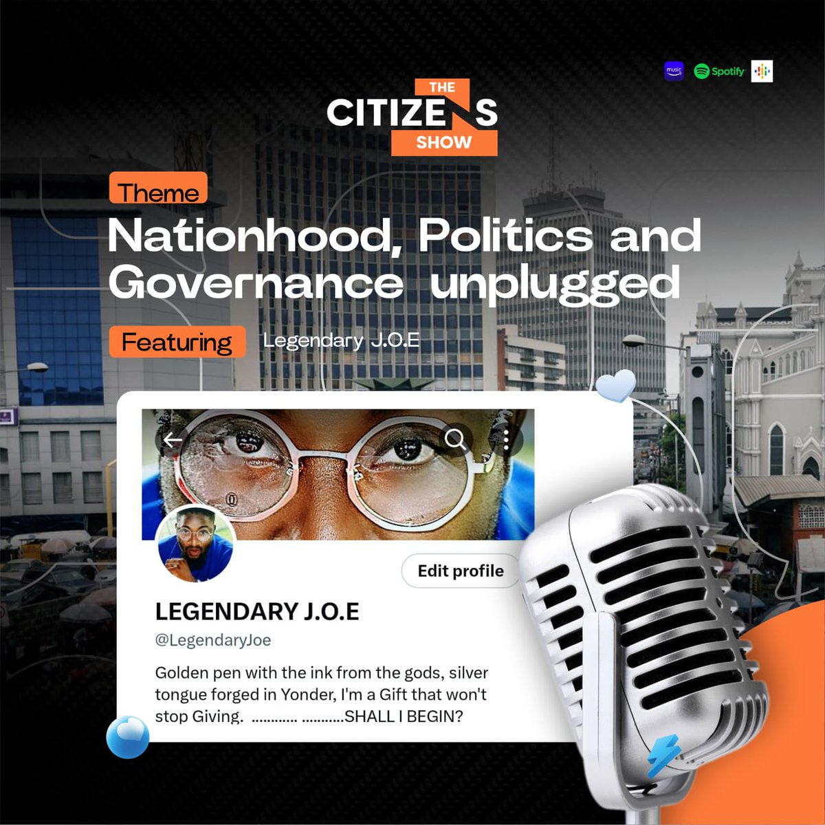 We have an exciting team of speakers lined up. 

Check  them out  👌🏾

@Yemi__Ajayi 
@dollar_por 
@abrahamgreat 
@LegendaryJoe 

Are you excited??? 😊

#podcast #nationhood #politics #Governance #Nigeriadecides #may29 #Obidients #batists #Atikulates