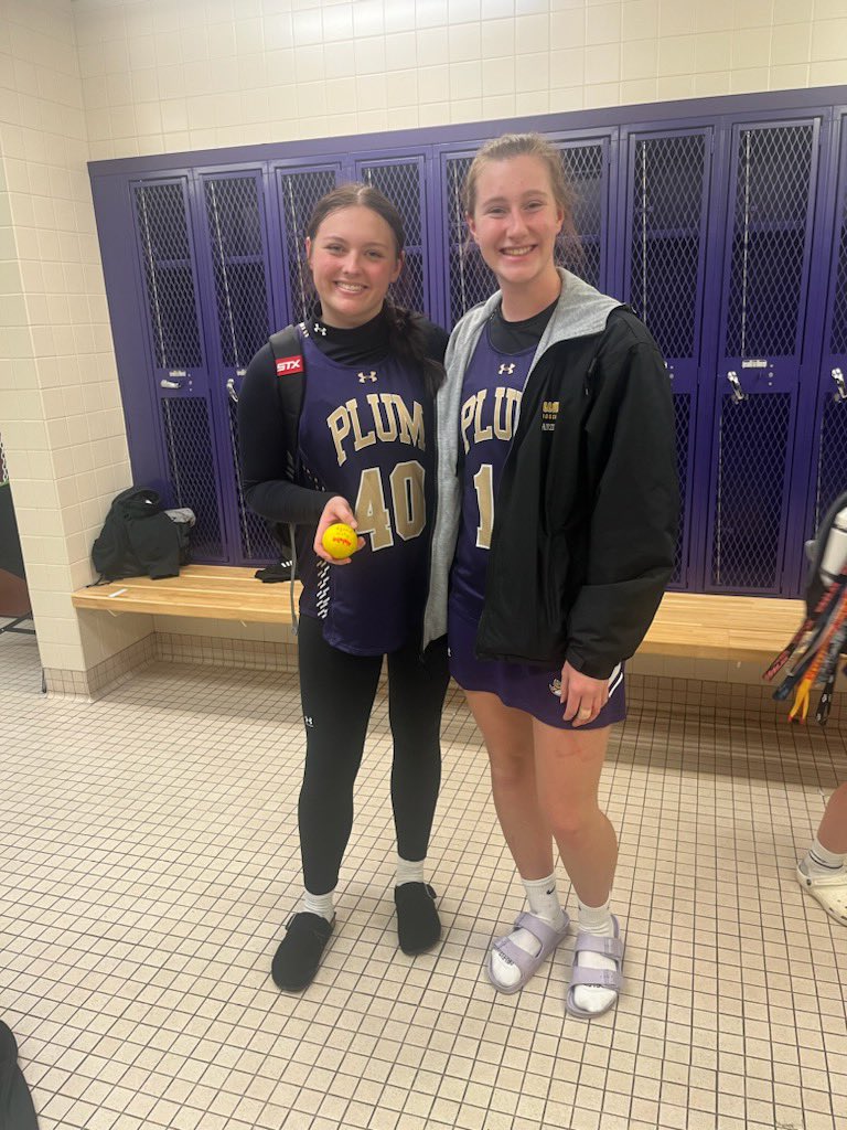 PlumHSGirlsLax's tweet photo. Game Ball winners of yesterday’s game against Hampton!Goalie-Malayna Smith and Defender-Allie Venanzi. These two were a force to be reckoned with last night!🔥💪🥍 #stopball #teamwork #girlslax @PlumAthletics @plumboroughsd @WPIALacrosse @TribLiveHSSN @PghLaxSource @PatMcAfeeShow https://t.co/XAqDeLC6Vm