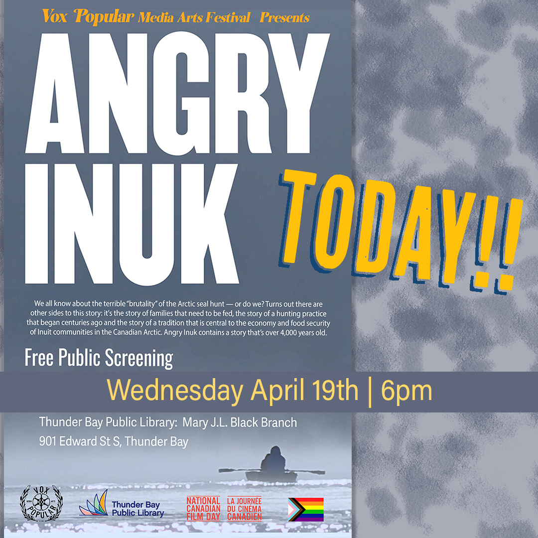 VoxPopTBay's tweet image. 📣Todays the day! Join us at the Mary J.L Black Public Library at 6pm for a FREE public screening of #angryinuk In celebration of the 10th Annual National Canadian Film Day! #canfilmday 
More info: fb.me/e/2rwRtACYZ