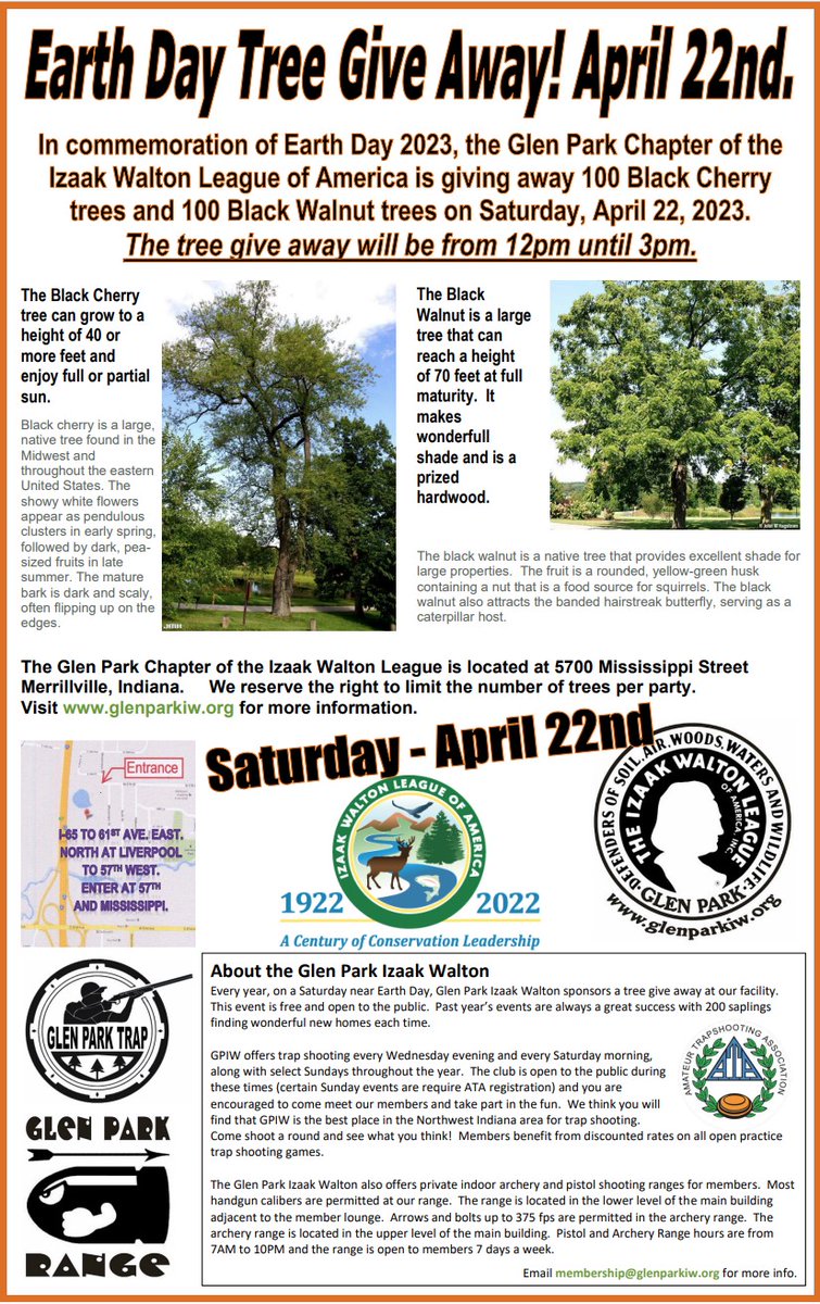 Tree Give Away this Saturday in Merrillville at the Glen Park Izaak Walton 12-3pm. #earthday2023 #PlantATree #savethepanet #nwi #theregion #freetrees These seedlings were grown right here in Indiana by the INDNR nursery.