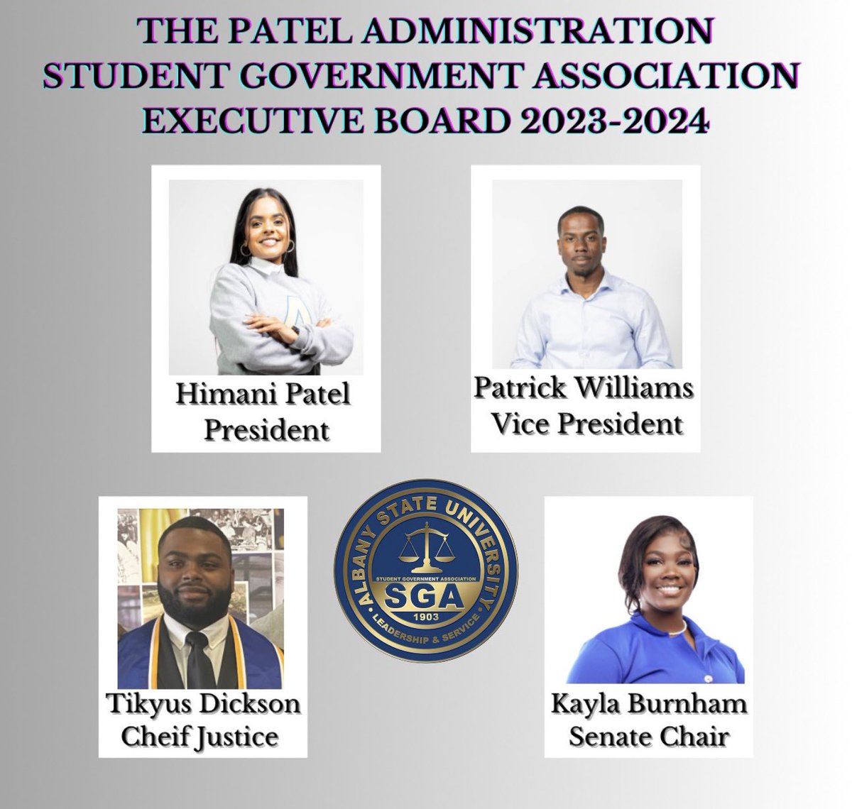 Meet the executive board of the SGA 2023-2024! The best is yet to come. #goldenrams #ASU 💙💛