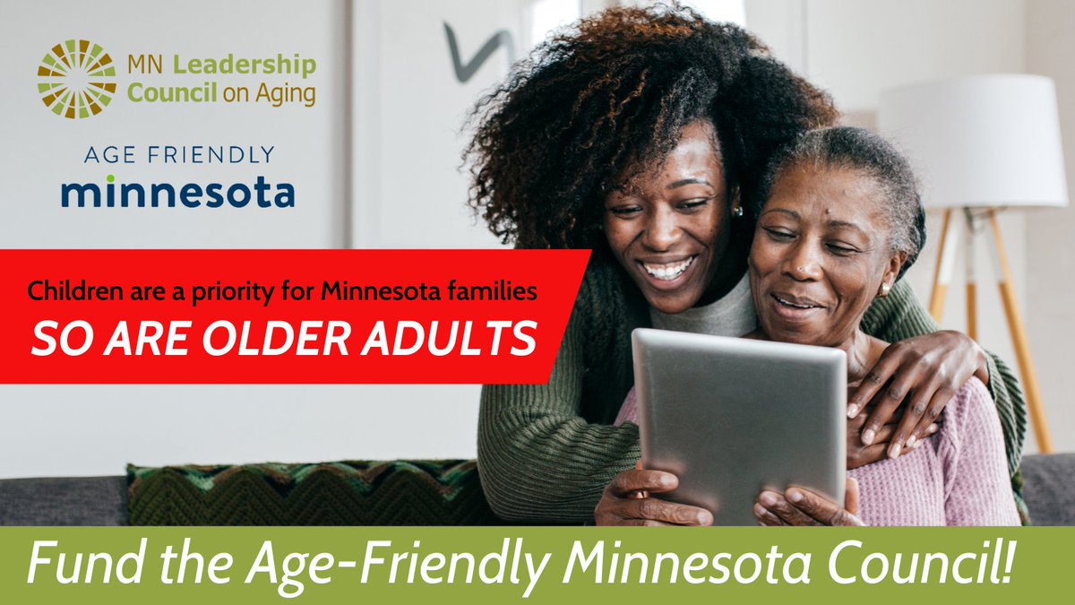 mnlcoaging's tweet photo. We support the House human services omnibus language keeping the Age-Friendly Minnesota Council doing essential #agefriendlymn work in communities. Thank you, @mohamudnoor We're asking @JohnHoffmanMN and others to join you in championing #mnleg leadership across the lifespan! https://t.co/MBcLUaUmDQ