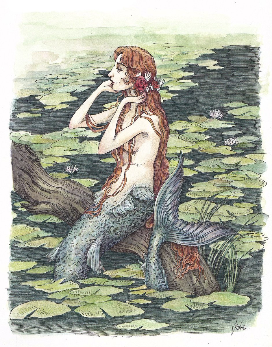 A Pre-Raphaelite Mermaid🧜\u200d♀️ inspired by @florencemachine and painter John  William Waterhouse, image size:941x1200
