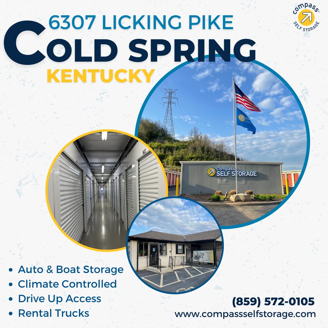 CompassStorage's tweet image. #CompassSelfStorage has a storage unit with your needs in mind in #ColdSpringKY. Our facility has storage units in sizes big and small, ranging between 50 and 300 square feet, so you’re covered no matter your circumstances at home. #FeaturedSite #WeMakeItEasier