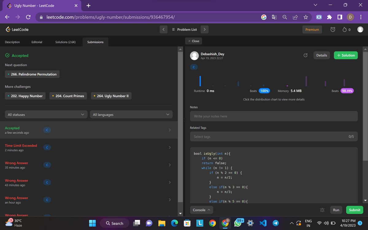 DDebashishDey's tweet photo. Hello Folks,

I have completed #Day15 of  #25DaysofCode Program with @scaler_official 

Problem- Ugly Number
My code link: https://t.co/C75peF2Oqz

Scaler discord link : https://t.co/WGyVR6HFGx
Partner: @iam_santanu03 

#scalerdiscord #codewithscaler #scaleracademy #scaler30doc https://t.co/xr7x6BOI2I