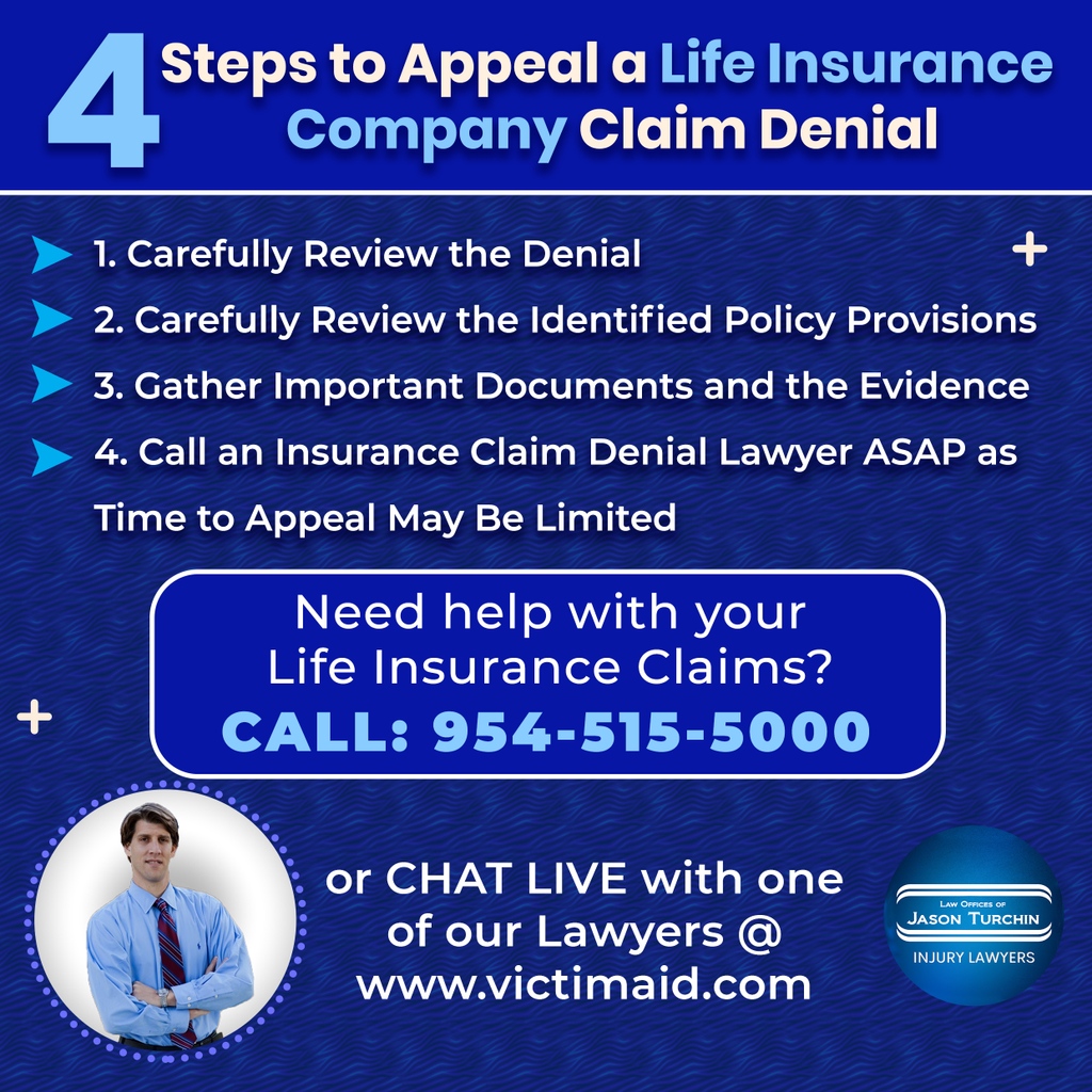 JasonTurchin's tweet photo. 4 Steps to Appeal a Life Insurance Company Claim Denial 

1. Carefully Review the Denial 
2. Carefully Review the Identified Policy Provisions 
3. Gather Important Documents and the Evidence 
4. Call an Insurance Claim Denial Lawyer ASAP as Time to Appeal May Be Limited https://t.co/LiSTUUvSNl