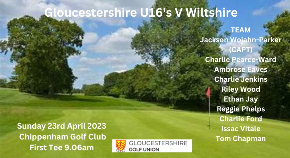 Glosgolf's tweet photo. Gloucestershire U16's are away to Wiltshire for their Channel League match at @chipgolfclub on Sunday 23rd April - Good luck Team! #Gloucestershire #swsportsnews @swsportsnews #juniorgolf #teamgolf #channelleague https://t.co/gWD3NmhDJH
