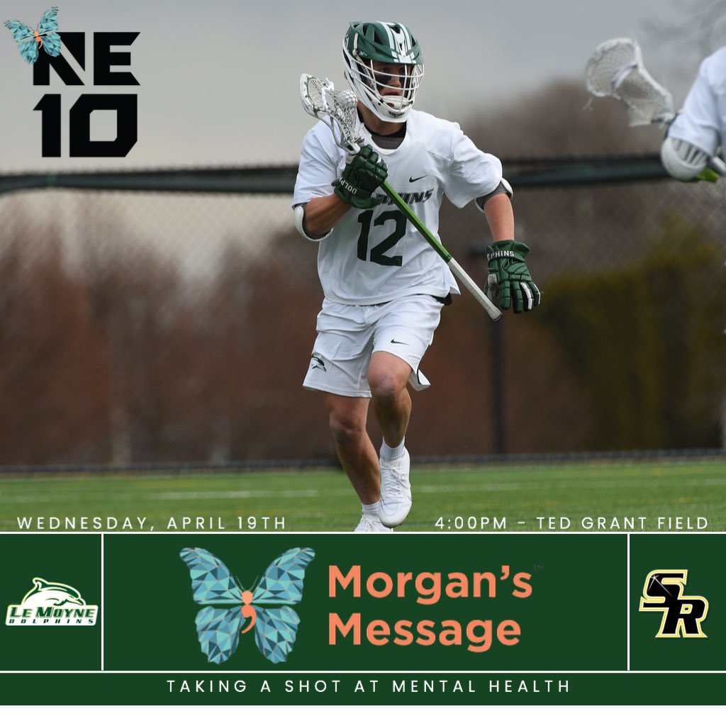 LeMoyneMLax's tweet photo. Today’s game will be in conjunction with @MorgansMessage 

Taking a shot at mental health! 

#PhinsTape ™️ https://t.co/RJ9BzUzYnB