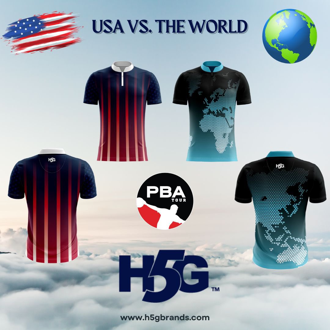 USA 🇺🇸 vs. The World 🌎 #H5G Jerseys are NOW available for purchase! <a href="/PBATour/">PBA Tour</a> Click here to order online today. -----> h5gbrands.com/wsob-usateamre… h5gbrands.com/wsob-worldteam… #H5GBowling