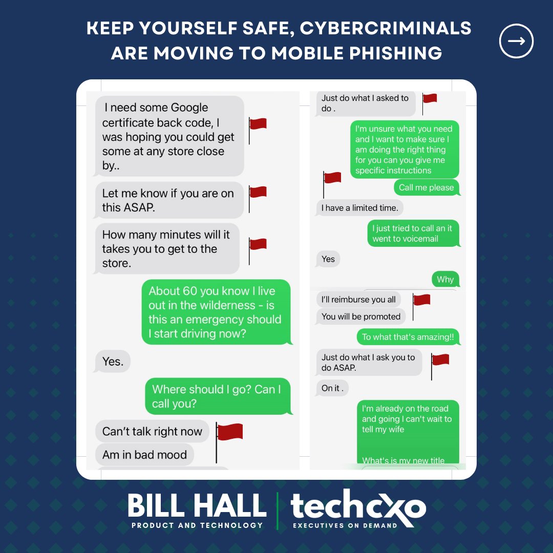 TechCXOBillHall's tweet image. No, your boss isn't texting you to urgently buy a gift card, you won't get the promotion, and you most definitely won't be reimbursed. Don't become the next victim of a gift card scam. #techcxo #productandtechnology