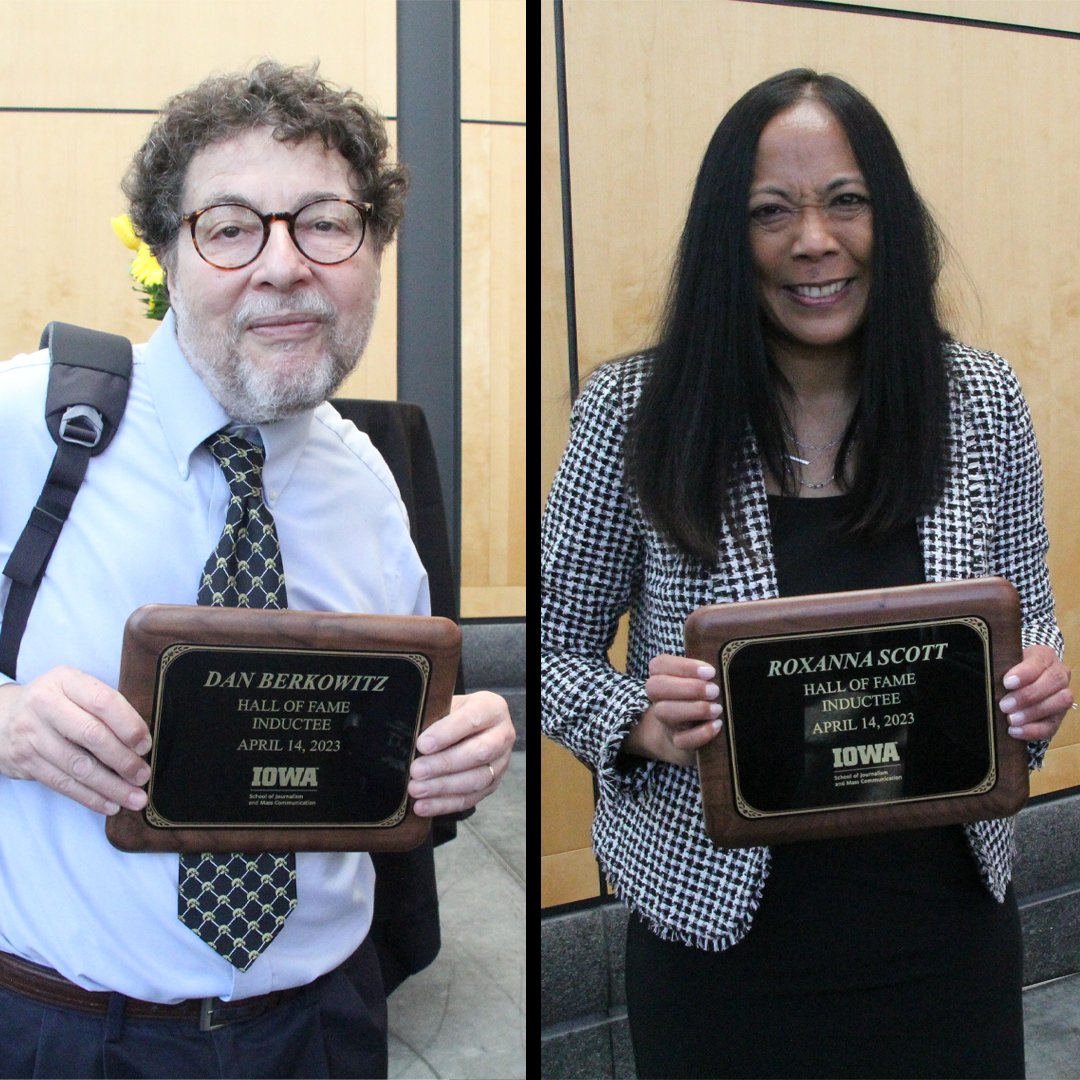 Dr. Dan Berkowitz and Roxanna Scott have been selected to be the 2023 School of Journalism and Mass Communication Hall of Fame Inductees.
Congratulations Dan and @roxscott! 
You can read more about the two of them in the link below.
journalism.uiowa.edu/news/2023/04/d…