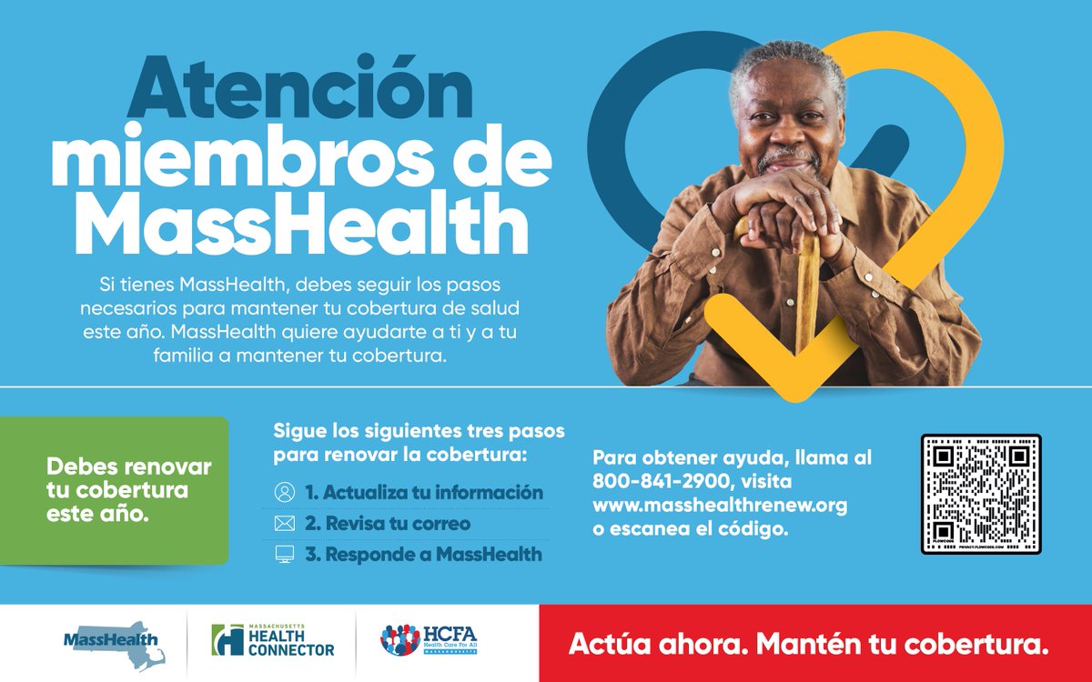MassHealth estará renovando a todos nuestros miembros este año. Asegúrese de que podemos llegar a usted cuando es su turno. Comparta cualquier cambio en su información de contacto llamando al (800) 841-2900