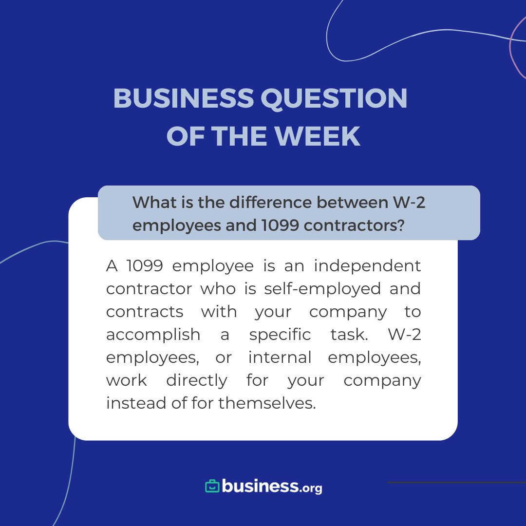 businessdotorg's tweet image. #BizQuestion: Let&apos;s talk about the difference between W-2 employees and 1099 contractors!

#SmallBusiness

bit.ly/3KvSfyd