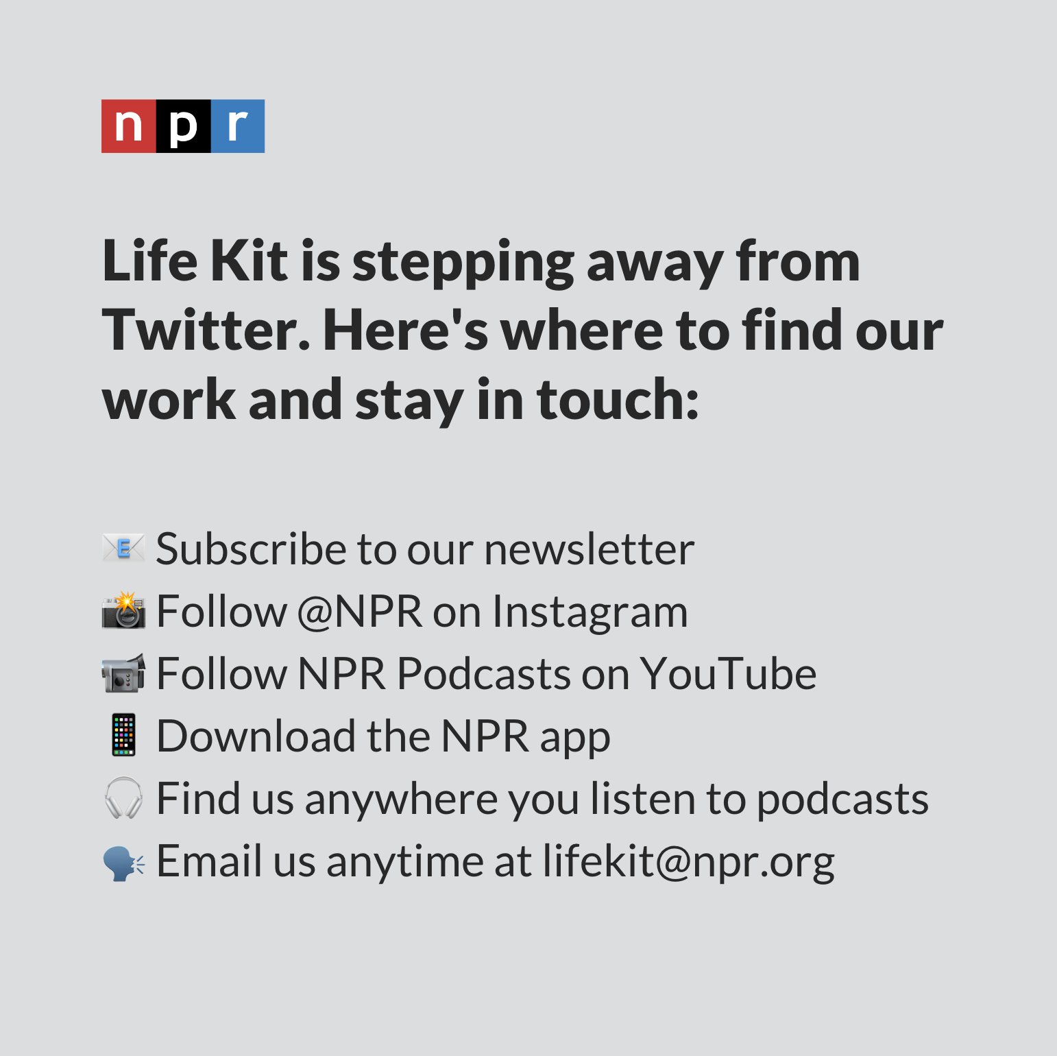 Life Kit (NPRLifeKit) / Twitter