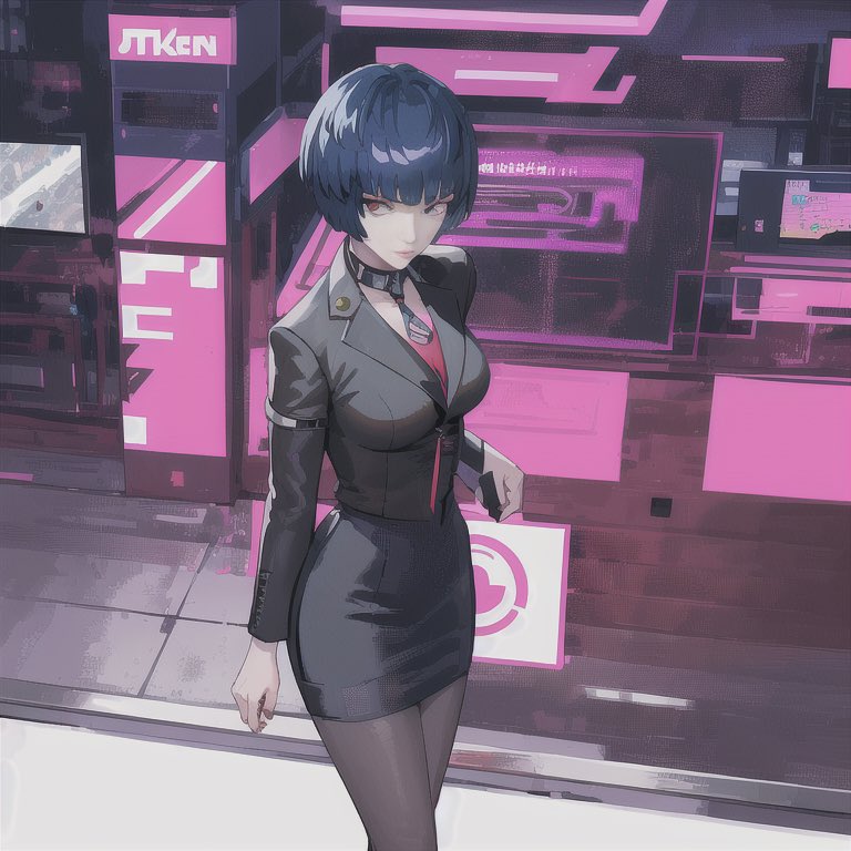 WenenLee's tweet image. Trying to use #Hypernetwork in #StableDiffusionAI to synthesize cyberpunk style #TakemiTae from #Persona5.