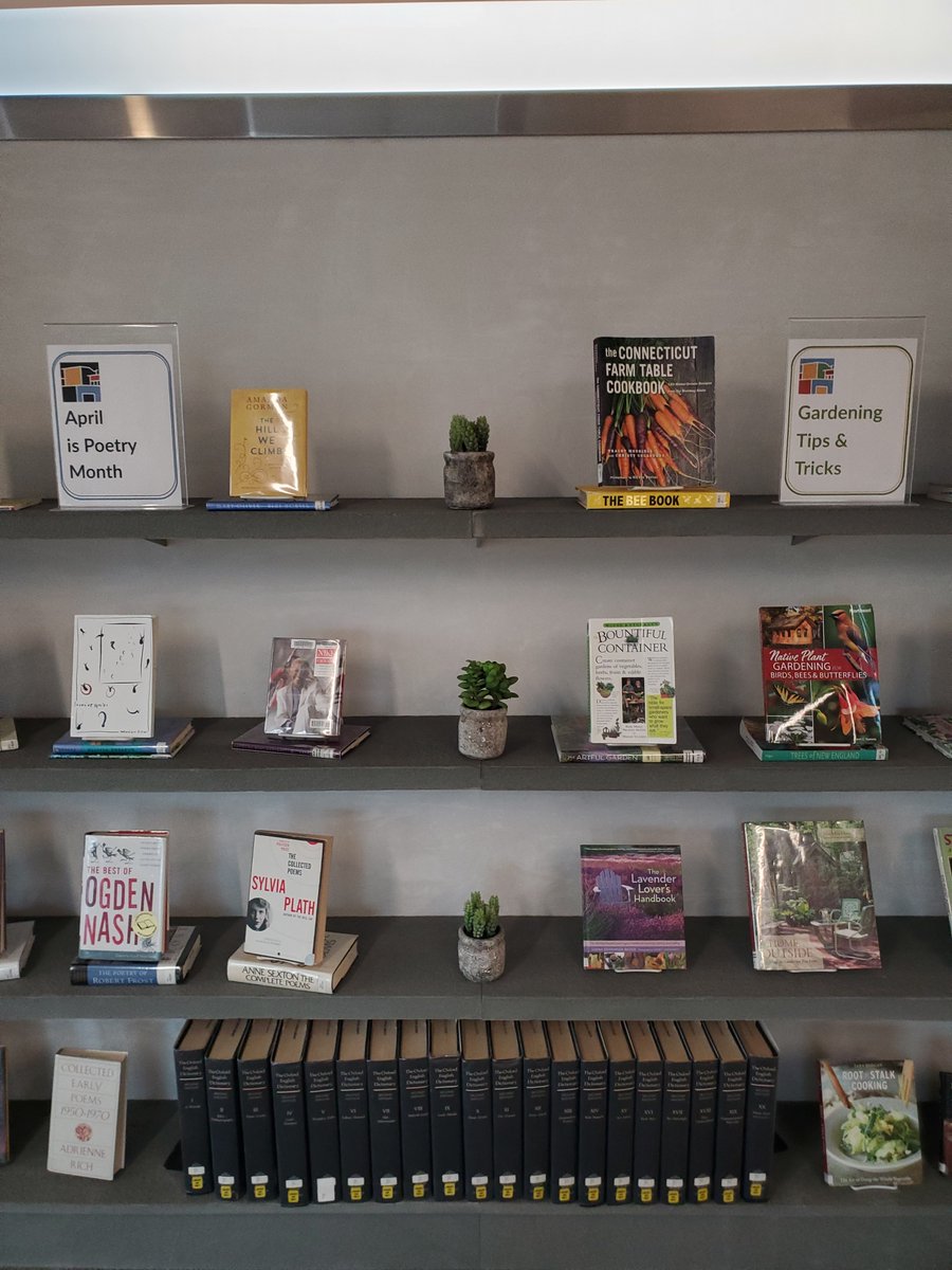 Poetry lovers and gardeners of New Canaan, are you looking for something to read? We've got you covered. Browse our featured April displays directly across from the reference desk.