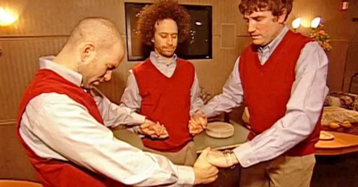 TeamCoco's tweet photo. On #INSIDECONAN writers @BrianStack153 @misterandyblitz + Jon Glaser re-unite for a discussion of their fake comedy vocal harmony group, Slipnutz. They discuss opening up for Slipknot on tour, the fake album, and more. Listen: https://t.co/ZV0wyPab8g https://t.co/OeQovbB468