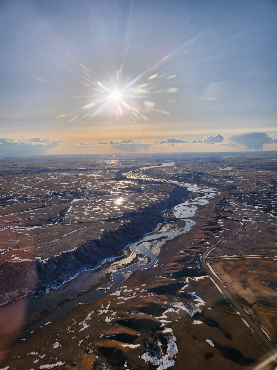 PatrickBeaujot's tweet image. I got a nice picture flying over the Pipestone Creek North East of Kipling on Saturday. Lots of water running. #latespring
