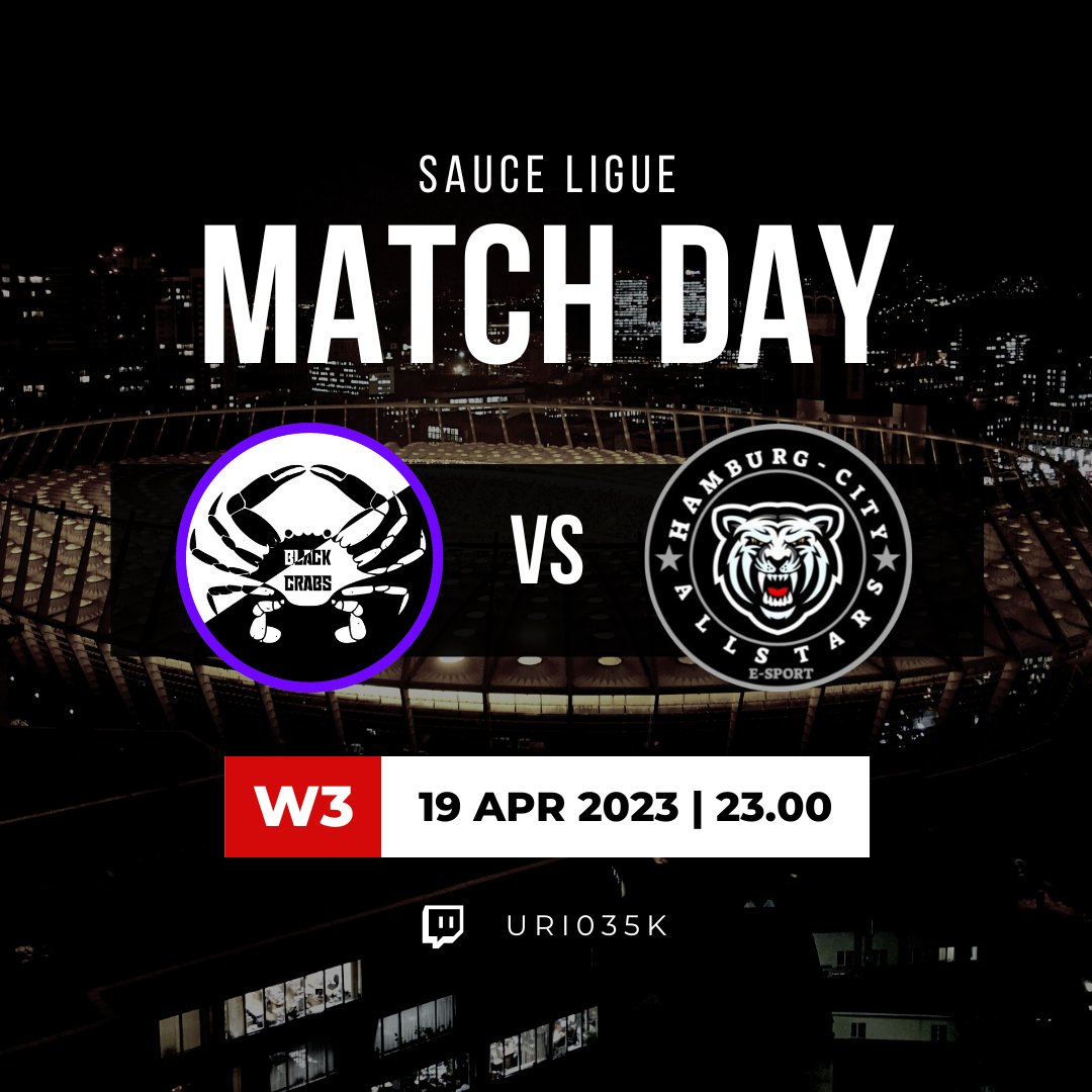 CrabsEsports's tweet photo. 🦀 - #gocrabs
🏆 - @SauceLigue 

🆚 @HHCityAllstars 
 
Today at 23:00 CET 🇪🇺

📺 - https://t.co/S6cPQEAP0m https://t.co/GxsWqziUdR