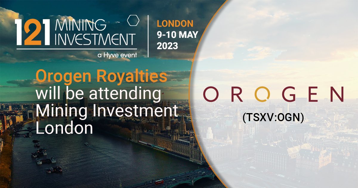 OrogenRoyalties's tweet photo. We're excited to be attending 121 Mining Investment London on 9-10 May for two days of investor meetings. With 135 mining companies and over 500 investors attending, it will be a massive event!
 
Register for a FREE here: https://t.co/1FaYX4ZDTT
 
#121mininginvestment https://t.co/uNvXeH6L56