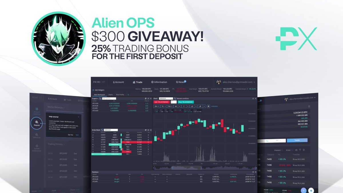 alienops's tweet photo. We continue to work in partnership with @PrimeXBT.
As a result, 

*$300 Giveaway for 1 lucky person. 🎁

*Also 25% trading bonus promocode for each deposit. 
(min $100 - max $1000)

Here is the link; 👇
https://t.co/acxpLcSbcz

Like + Rt this tweet to join the $300 giveaway. https://t.co/ySaeVsOZvj