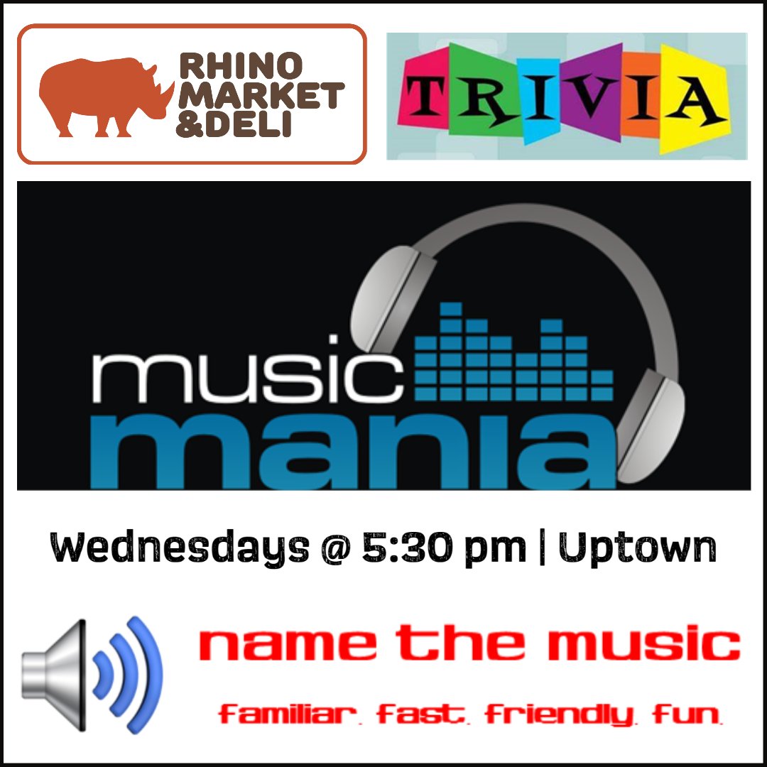 namethemusicfun's tweet photo. Every Wednesday Rhino Market & Deli in #uptowncharlotte helps you get over the hump with $3.50 #craftbeer #pints and an entertaining evening of @name_the_music #trivia from 5:30-8:00 pm. Enjoy a great variety of upbeat tunes from back in the day to today while you play! #1forfun https://t.co/q3uHGVXS5l