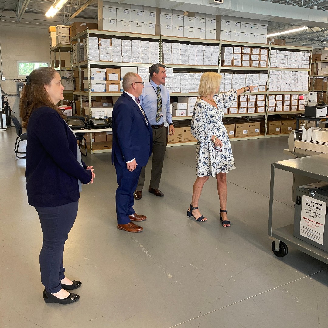 IRC Supervisor of Elections Leslie Swan hosted the new County Administrator John Titkanich and Assistant County Administrator Mike Zito today. Swan gave a tour of the Elections Office, discussed budget items and reviewed County facilities used as polling locations.