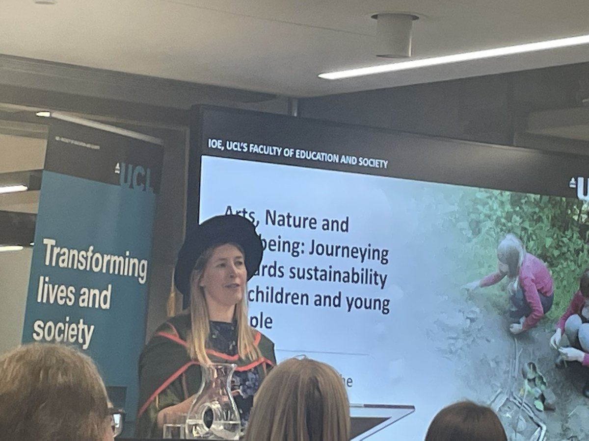 GraceEHealy's tweet photo. Absolutely delighted to be able to attend @GeoWalshe’s Professorial Public Lecture today to celebrate the journey from her geographical roots through geography teaching to climate change and sustainability education research  #IOELectures @IOE_London @UCL_CCCSE  @EcoCapabilities https://t.co/X17RExWdXG