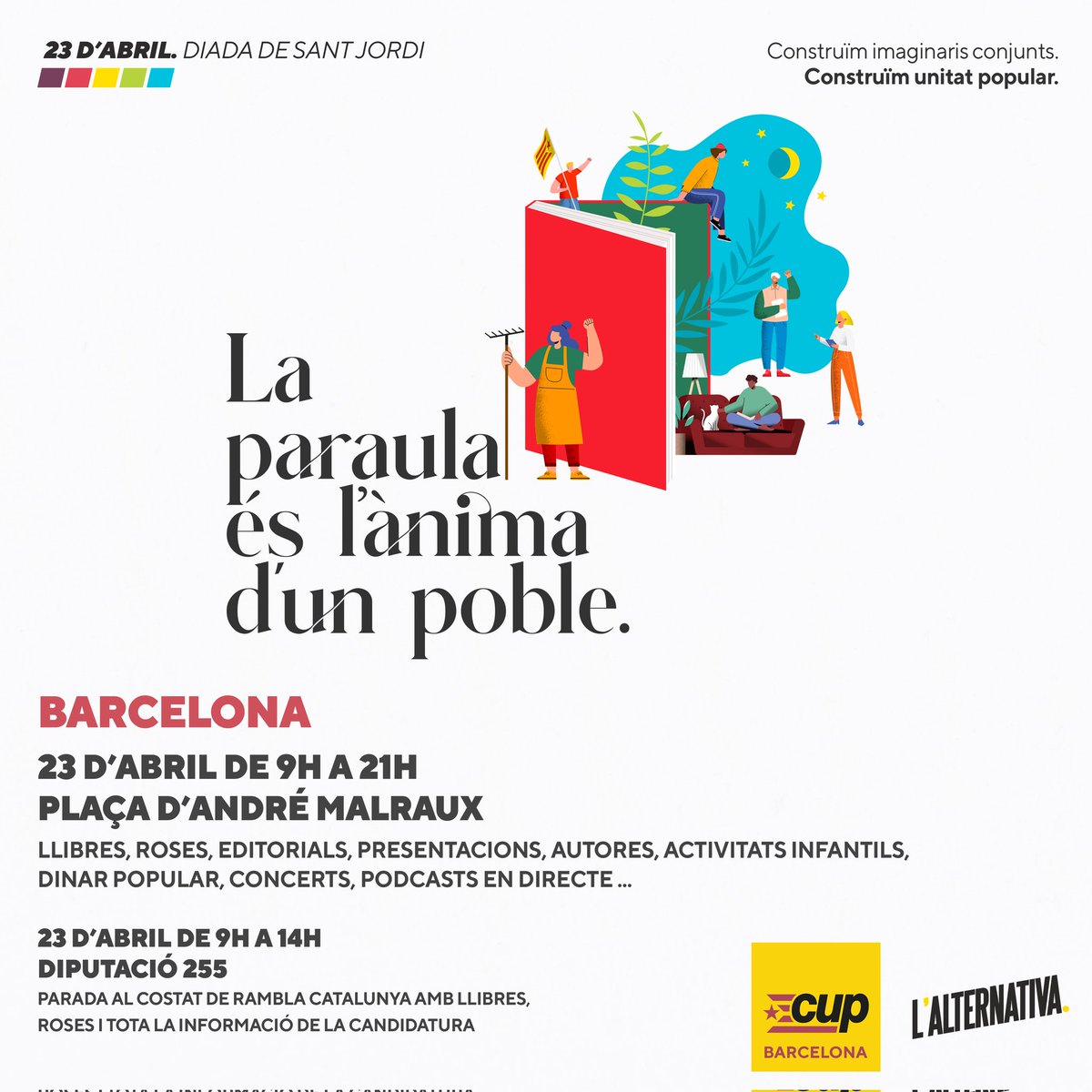 CUPstap's tweet photo. 23 D'ABRIL 📚🌹🐉🎙️🎶
DIADA DE SANT JORDI
Diumenge la Cristina de Arcos, il·lustradora i veïna de Baró de Viver, fara un contacontes presentant el seu últim treball i una activitat creativa per la mainada. 
Esteu totes convidades 🌹📚
Plaça d'André Malraux
11:00 h https://t.co/rgSkFVC0r0