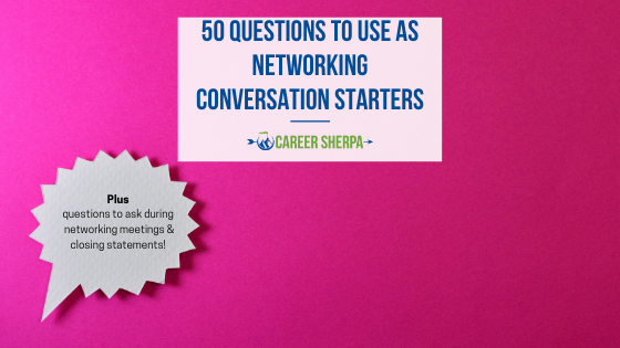 careersherpa's tweet photo. Networking Conversation Starters and Closings |  https://t.co/aGdfrtdq8t
You'll find over 50 ways to start a conversation (in different scenarios)! 
Don't let your fear of "not knowing what to say" get in your way of meeting new people! https://t.co/ADeMwsfYBp