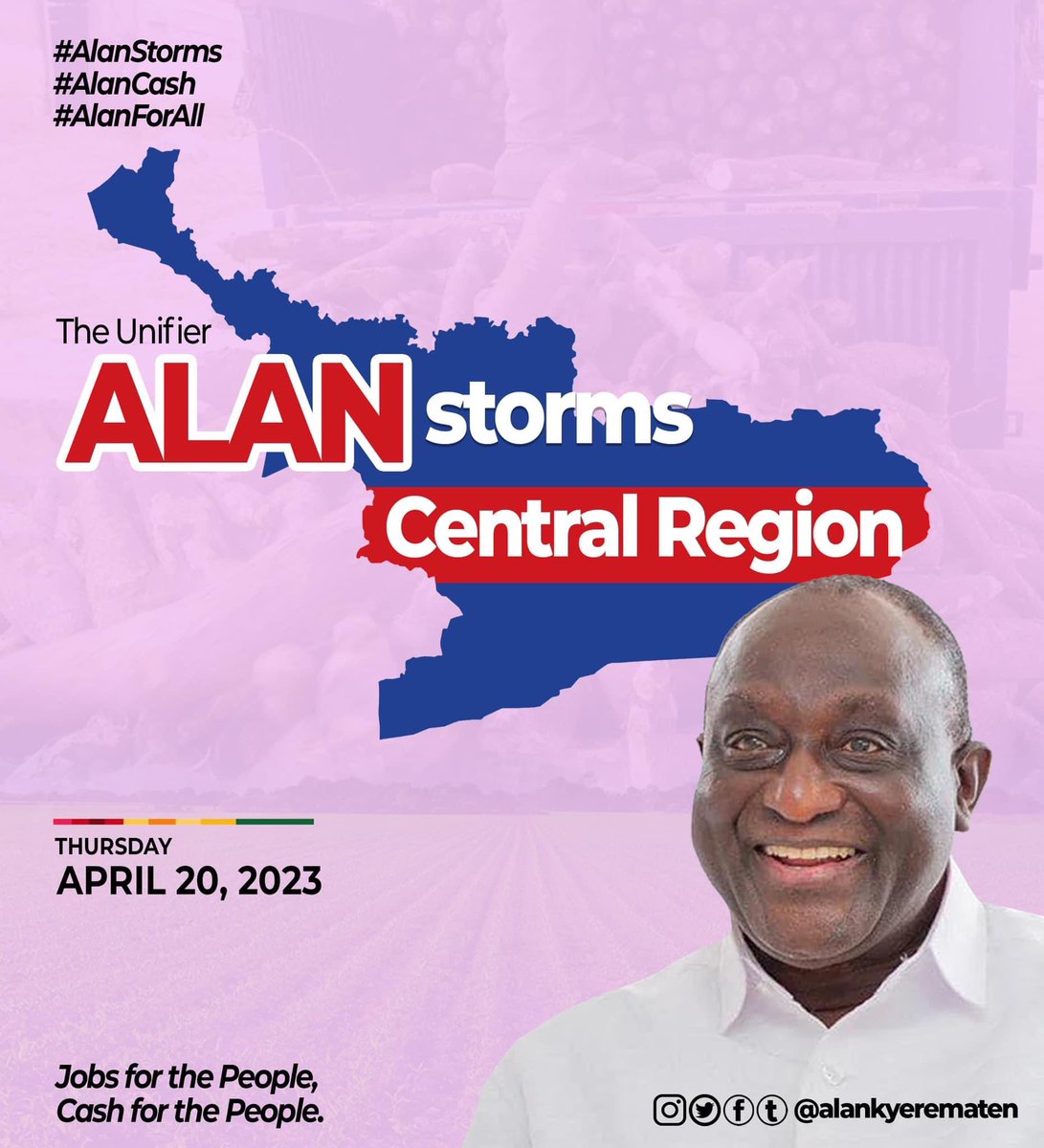 BarimaSarpong's tweet photo. Central and Western Regions are we ready?
Letโs meet tomorrow Thursday, April 20th in the Central Region, and then on Friday, April 21st in the Western Region.
#AlanStorms
#AlanCash
#AlanForAll https://t.co/vZpGhfJOCg