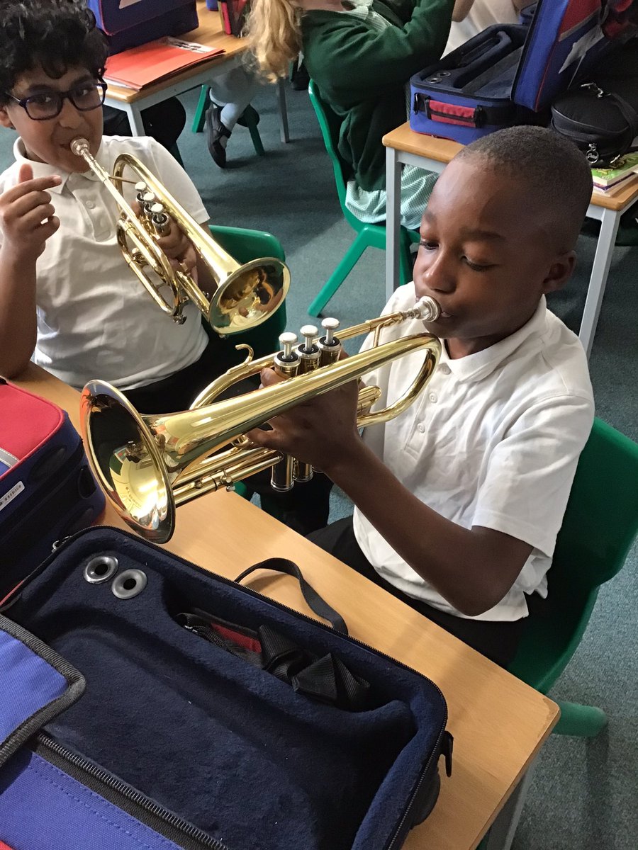HighwoodPrim4P's tweet photo. @BMaestros are here this term to teach us the cornet! We have had a trial making a sound through them today. I have been very impressed with their first attempts. https://t.co/KtjcSvg7pX