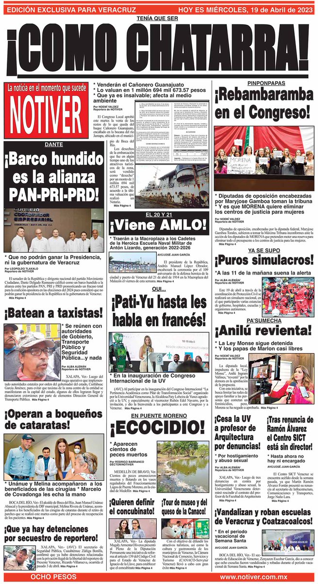 NOTIVER's tweet photo. #VENDERÁN EL #CAÑONERO #GUANAJUATO
LO #VALUAN EN 1 MILLÓN 694 MIL 673.57 PESOS
QUE YA ES #INSALVABLE #AFECTA AL #MEDIOAMBIENTE
#NOTIVER #noticias #confirmadas
#principales #titulares de lo que #ocurre en este #momento
en #Veracruz #México y el #Mundo
#Mediosdecomunicación https://t.co/SEJV9IIVtn
