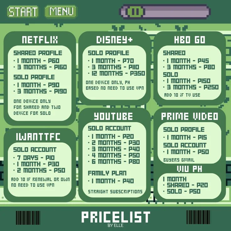 ellea_na's tweet photo. ㅤ
    🐸  hello loves! this is elle previously 
@elle_eana selling cheap and affordable premium accounts and ios paid apps. 

🧾 mop: gcash maya paypal load 
🌱 check my bio for other information 
💌 dm me for orders and concerns https://t.co/up3hvvrsdU