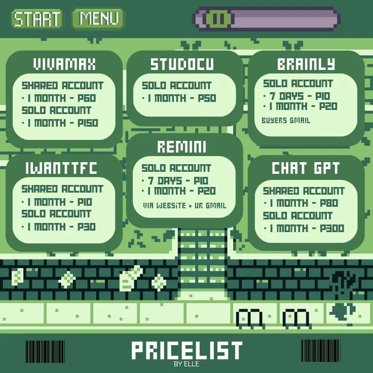 ellea_na's tweet photo. ㅤ
    🐸  hello loves! this is elle previously 
@elle_eana selling cheap and affordable premium accounts and ios paid apps. 

🧾 mop: gcash maya paypal load 
🌱 check my bio for other information 
💌 dm me for orders and concerns https://t.co/up3hvvrsdU
