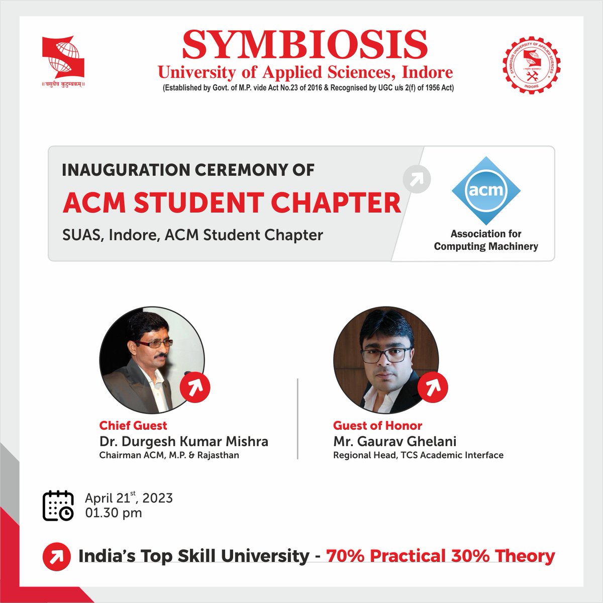 SUAS_Indore's tweet photo. SUAS Indore, is delighted to invite you for inauguration ceremony of ACM student chapter.
#Studentschapter #AMC #Computing #Skills #innovation #SUAS #Skilluniversity #Industry #Inauguration #students #Symbiosis #Highereducation #Indore https://t.co/9QEmm9Uc1V