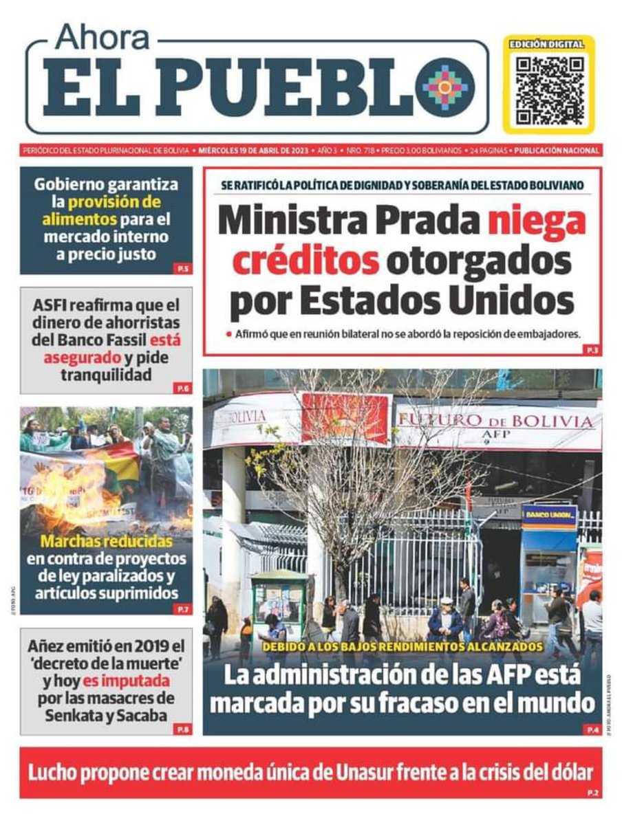 medio_diario's tweet photo. Le presentamos las #portadas de los #periódicos de hoy, 19 de abril de 2023.
@ahora_elpueblo
@Opinion_Bolivia
@eldiario_net
#ContraParte https://t.co/0sOUnypiFq