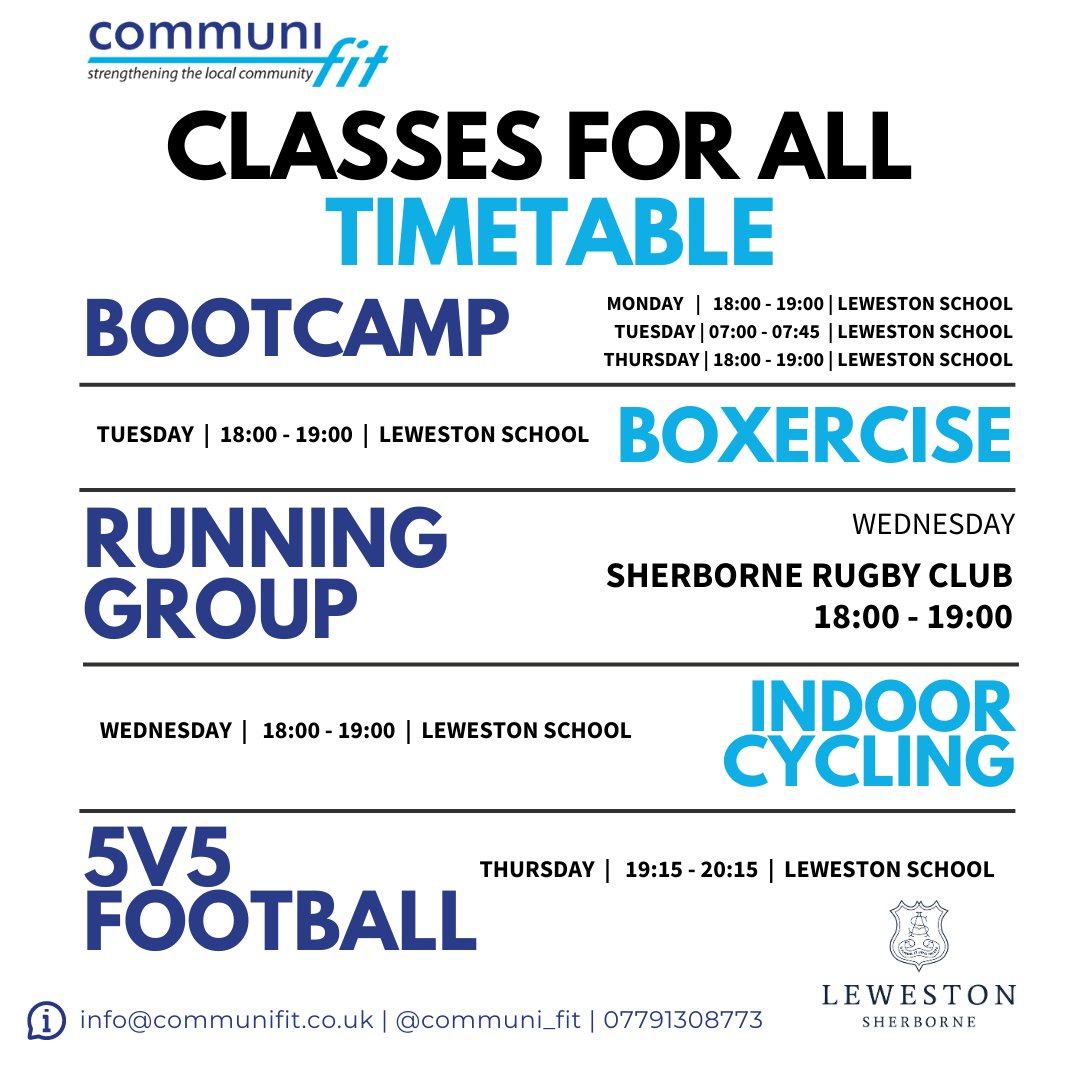 communifit's tweet image. UPDATED CLASSES CHECK ✨

We have updated our class timetable to now have Zumba Gold for our over 60s timetable.

Remember if there are any classes you would like to see added to the timetable - let us know!

#Communifit #ExerciseClass #Sherborne