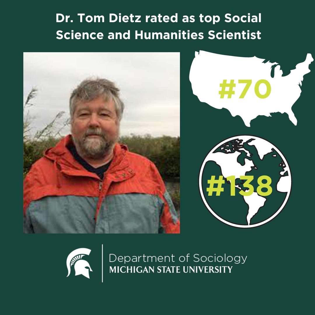 MSU_Sociology's tweet image. MSU Distinguished Professor of Sociology Dr. Tom Dietz, founding director of @ESPP, has been listed as a top social science and humanities scientist in both the United States and globally. Congratulations Dr. Dietz!
research.com/u/thomas-dietz
#MSUSocialScience #MSUSociology