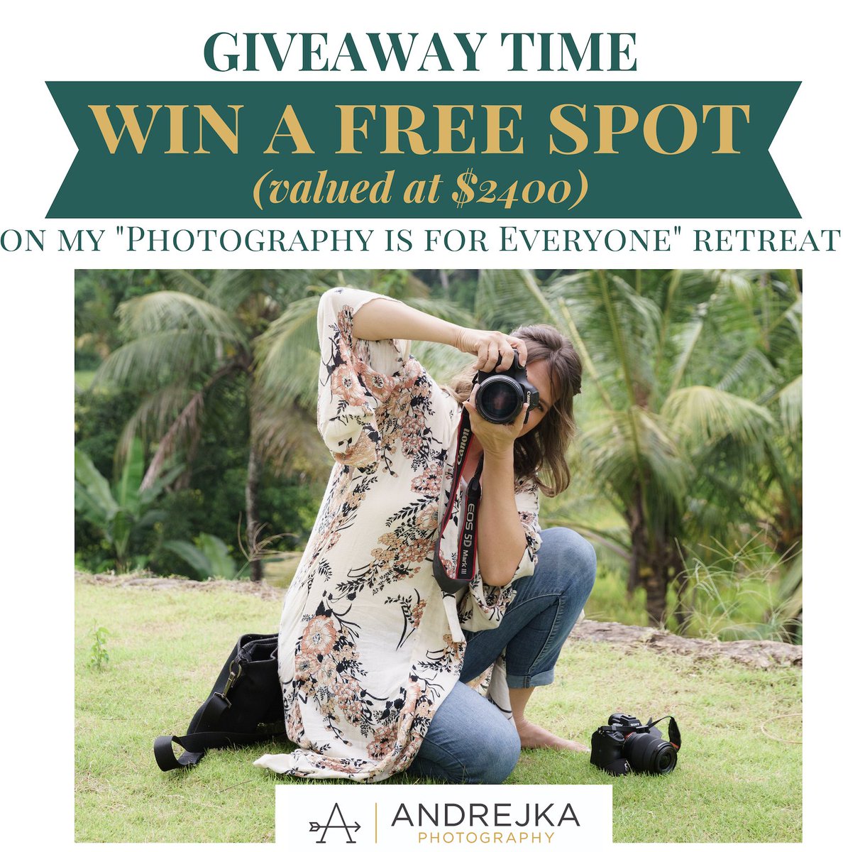 AndrejkaH's tweet photo. Did you know gift-giving is my love language?  

SO  here we go… are you ready… a lot of gifts going 'round over the next few days! 

In honor of my "Photography is for Everyone" Retreat, I wanted to DO A GIVEAWAY (or TWO)!!

Head over to https://t.co/GTZOQRiaKf to enter! https://t.co/yrHKBKAcrZ