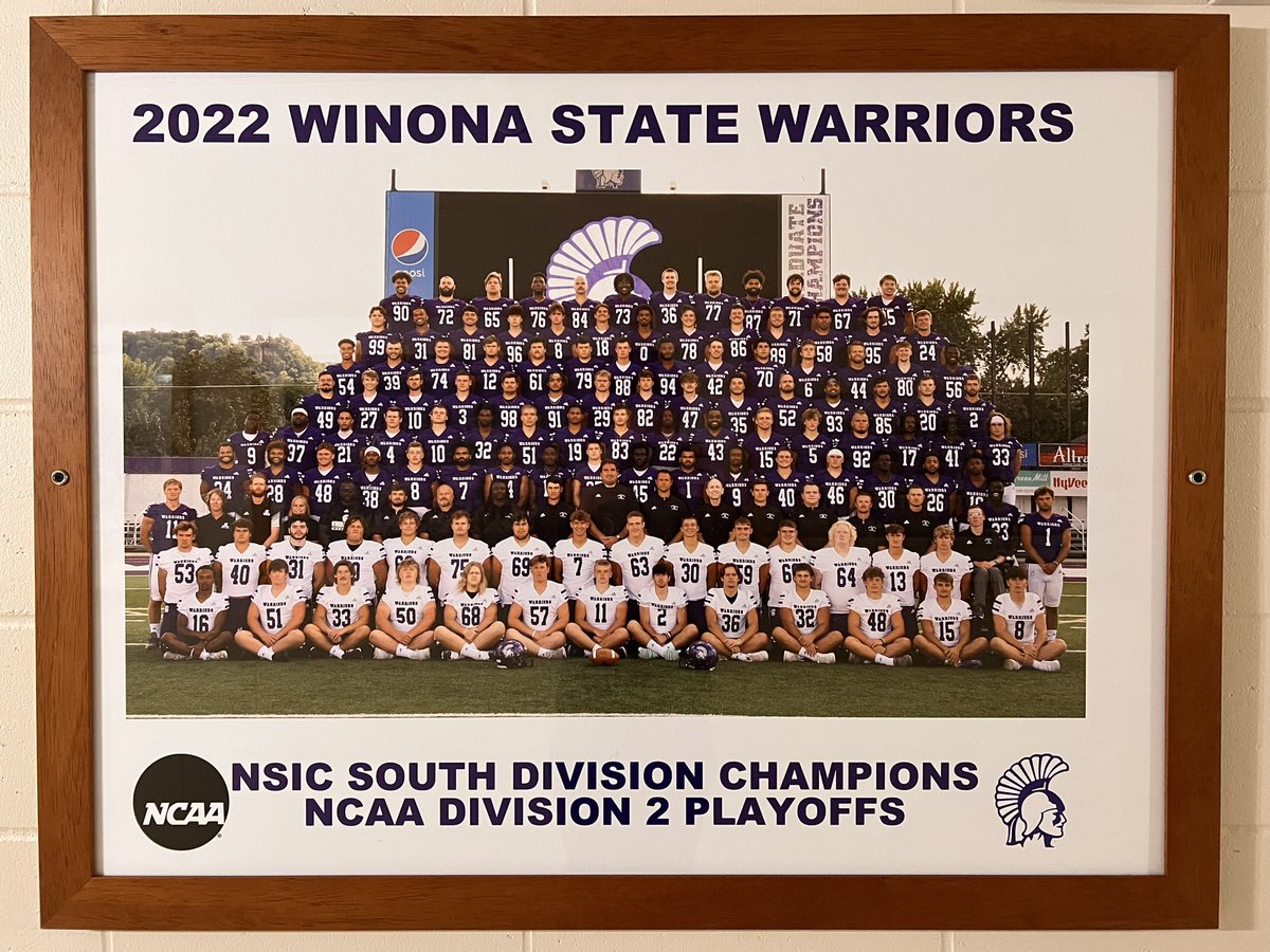 Coach_Bergy's tweet photo. Officially added the @WinonaState_FB 2022 squad the locker-room hallway.   A long history of success preceded them and many will follow.

Honor the past while raising the bar and setting the standard for the future. 

GRIT. GROWTH. TEAM. https://t.co/5KHZ3uD0nD