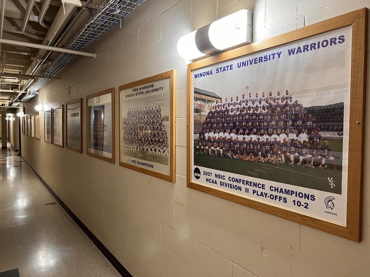 Coach_Bergy's tweet photo. Officially added the @WinonaState_FB 2022 squad the locker-room hallway.   A long history of success preceded them and many will follow.

Honor the past while raising the bar and setting the standard for the future. 

GRIT. GROWTH. TEAM. https://t.co/5KHZ3uD0nD