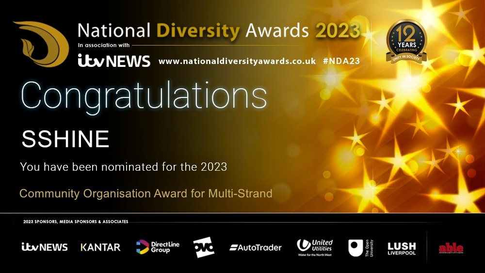 We have been nominated in the National Diversity Awards 2023!! 👏🤩 This is incredible and a big achievement! Has our guidebook helped? Have you attended an event where we have been present? Will you support us in voting for SSHINE and sharing the word?🙏 nationaldiversityawards.co.uk//awards-2023/n…