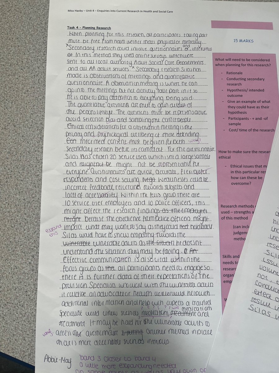MissHaxby's tweet photo. Some fantastical answers from Year 13 Health and Social Care prepping for their final assessment next month. Structure strips and peer marking to push them for those higher marks! #Superstars #NusaSixthForm #AlmostThere ⭐️🤩⭐️ https://t.co/LqvcQtCHpI