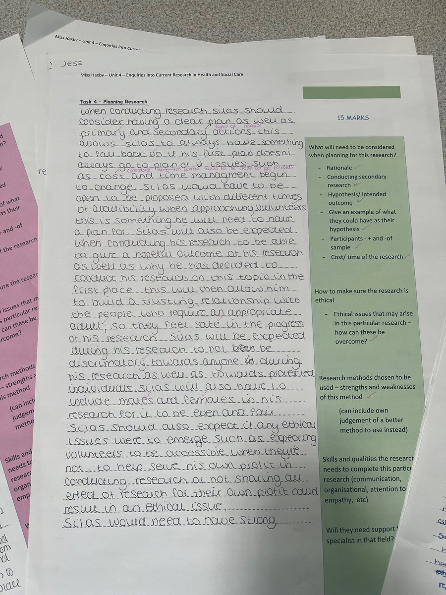 MissHaxby's tweet photo. Some fantastical answers from Year 13 Health and Social Care prepping for their final assessment next month. Structure strips and peer marking to push them for those higher marks! #Superstars #NusaSixthForm #AlmostThere ⭐️🤩⭐️ https://t.co/LqvcQtCHpI