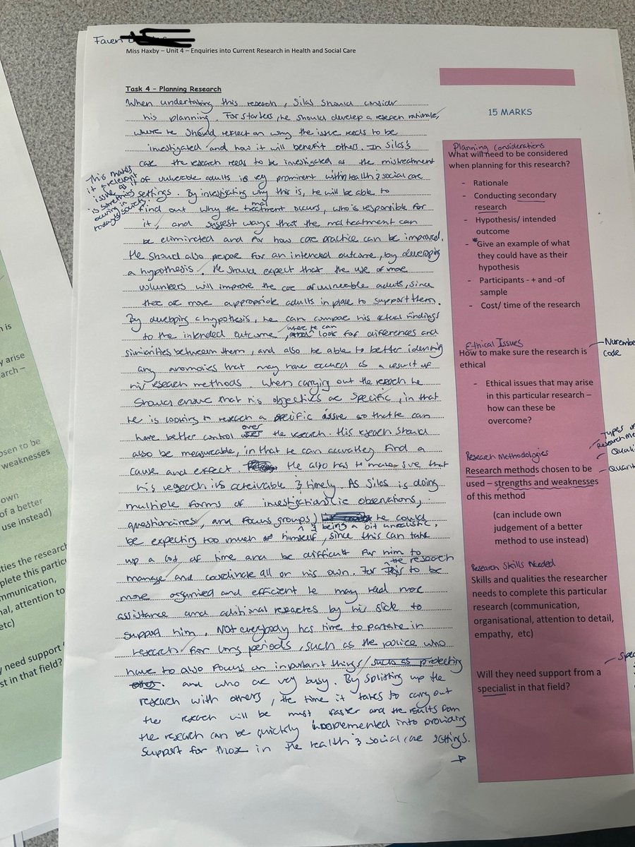 MissHaxby's tweet photo. Some fantastical answers from Year 13 Health and Social Care prepping for their final assessment next month. Structure strips and peer marking to push them for those higher marks! #Superstars #NusaSixthForm #AlmostThere ⭐️🤩⭐️ https://t.co/LqvcQtCHpI